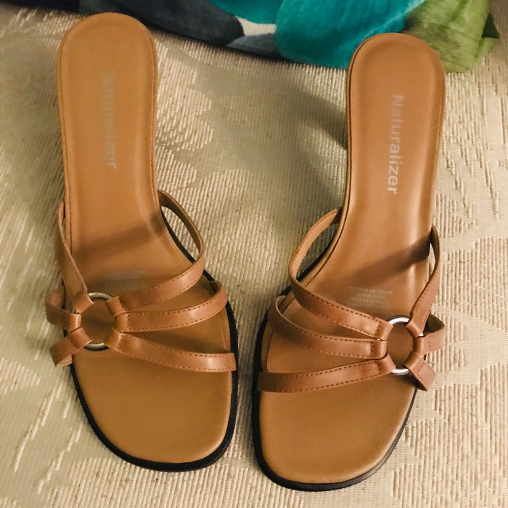 Tan  Slip on strapless sandals